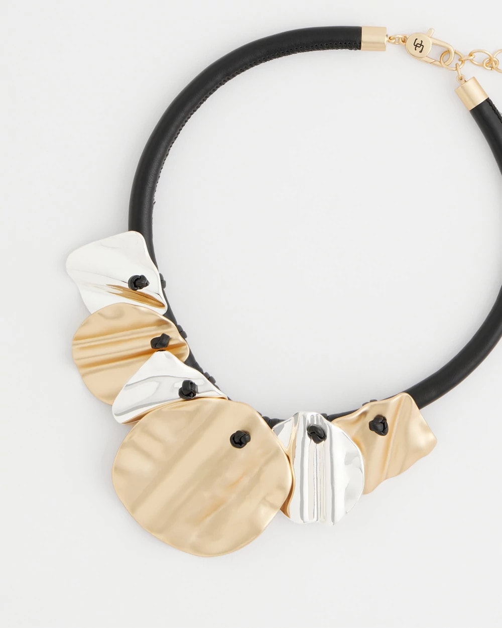 Chico's | Crinkle Mixed Metal Bib Necklace/ Mixed Metals