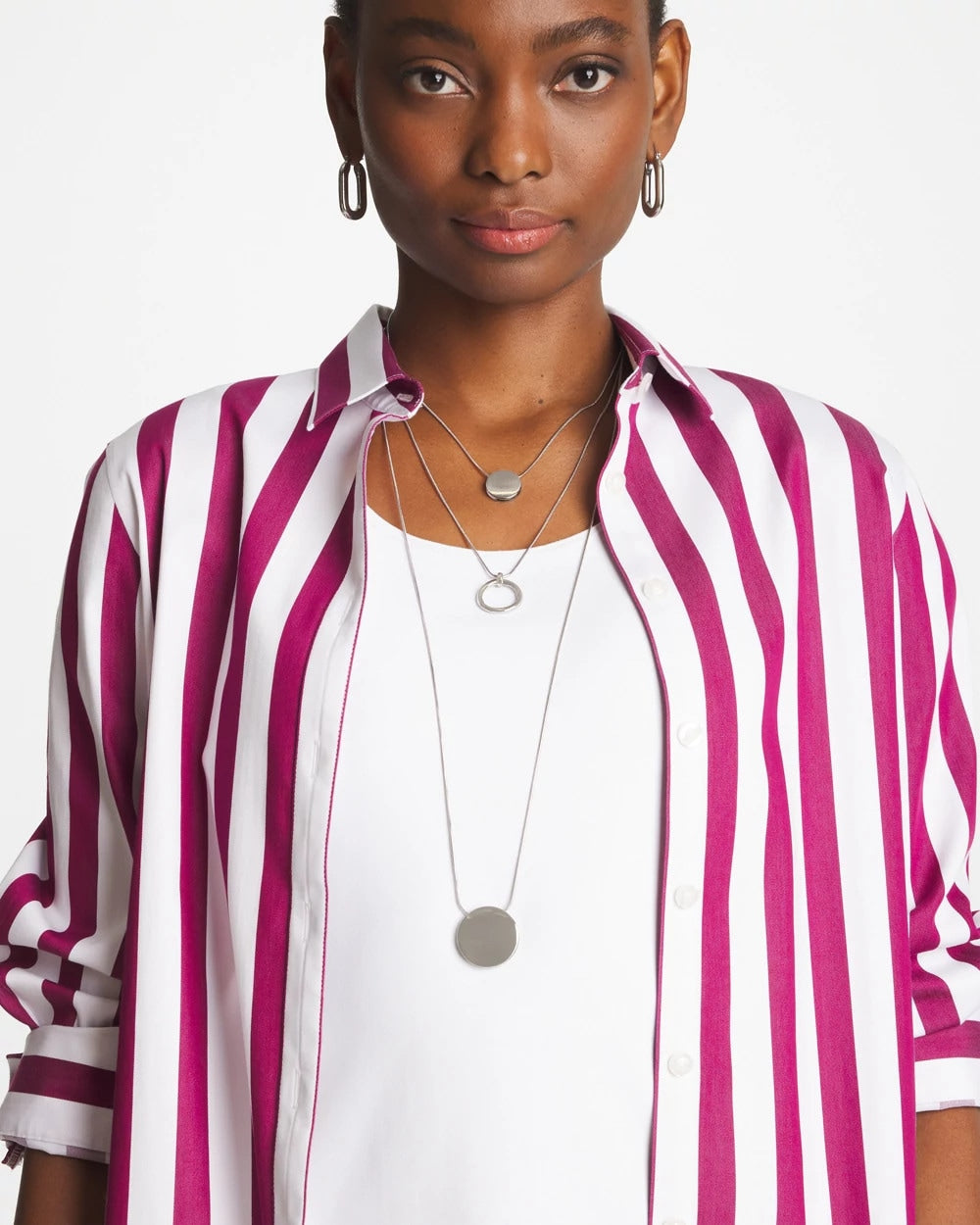 Chico's | Silver Triple Pendant Necklace/ Silver
