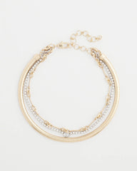 Chico's | Mixed Metal Link Triple-Strand Necklace/ Mixed Metals
