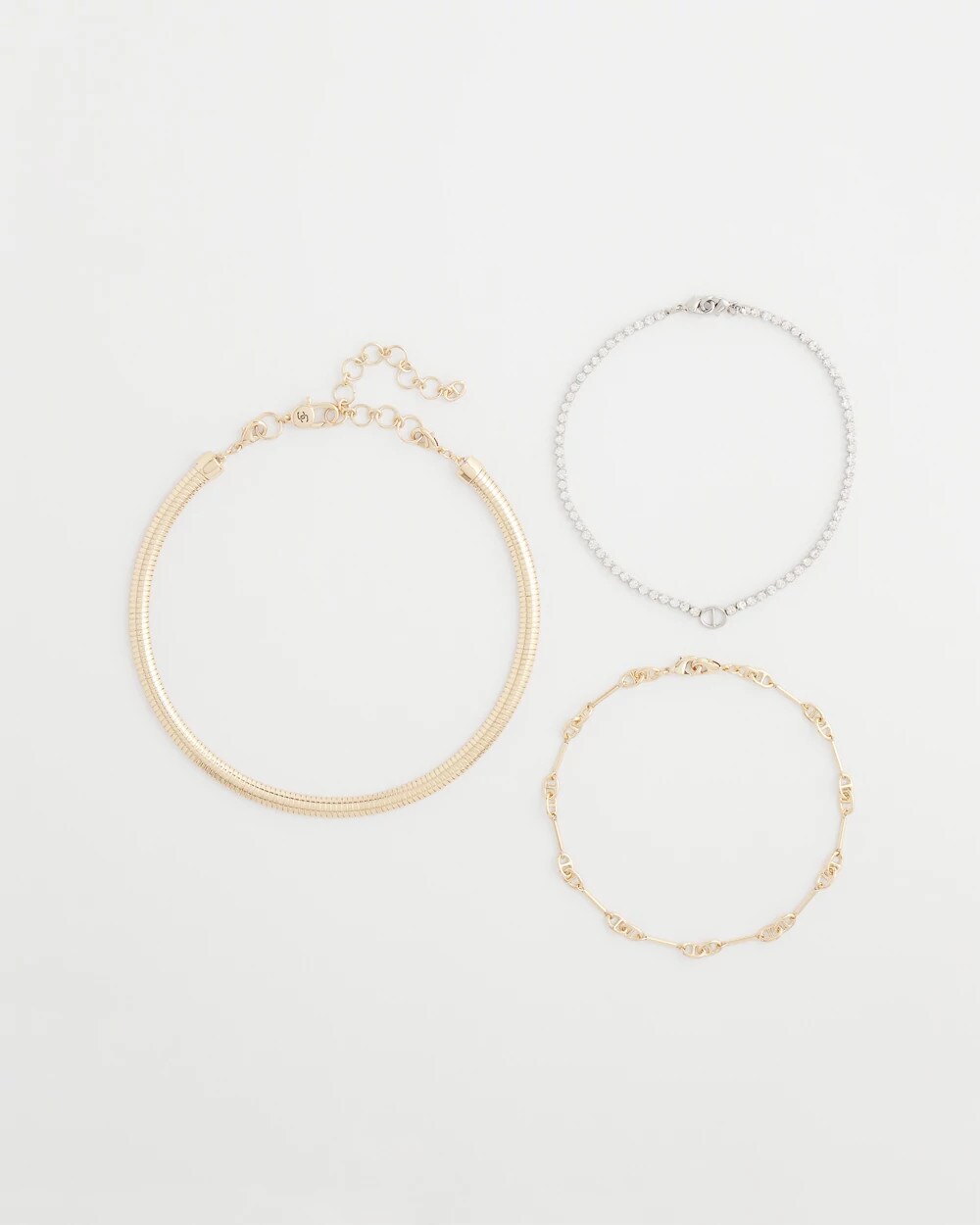 Chico's | Mixed Metal Link Triple-Strand Necklace/ Mixed Metals