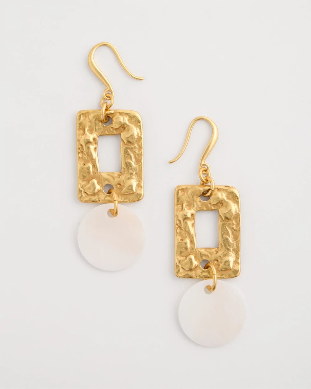 Chico's | Pearl Hammered Drop Earrings/ Gold