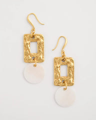 Chico's | Pearl Hammered Drop Earrings/ Gold
