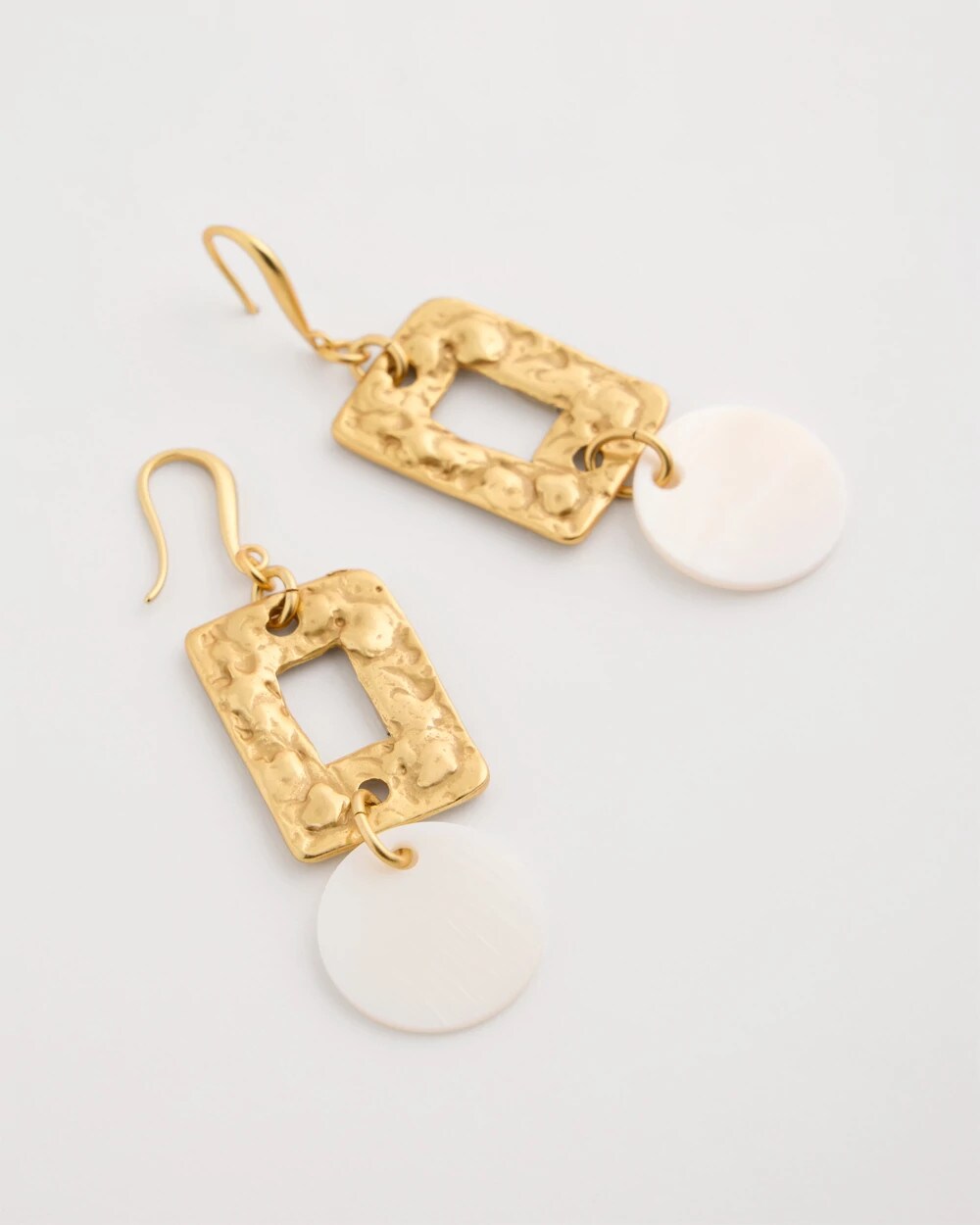 Chico's | Pearl Hammered Drop Earrings/ Gold