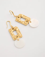 Chico's | Pearl Hammered Drop Earrings/ Gold