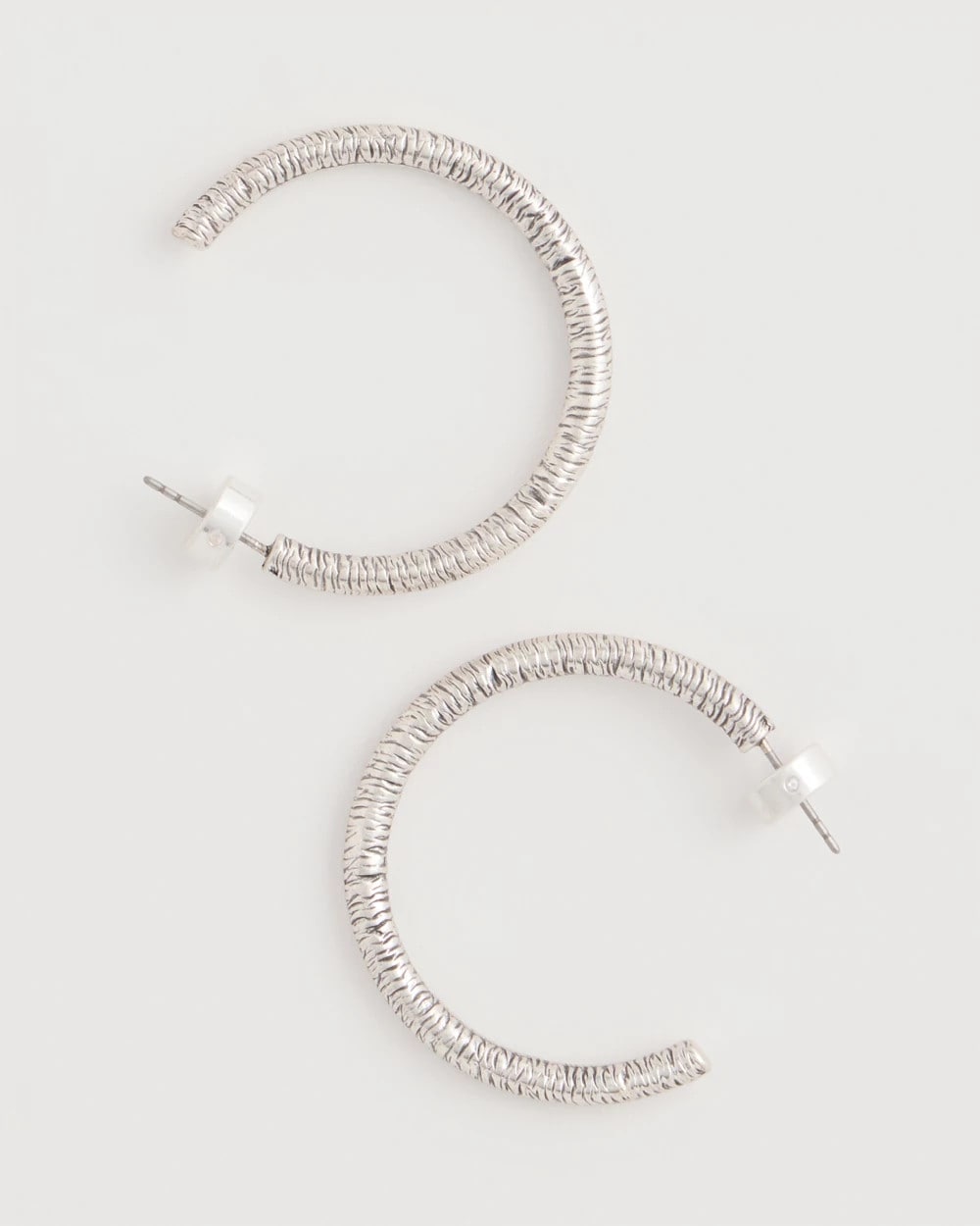 Chico's | Silvertone Textured Hoop Earrings/ Silver