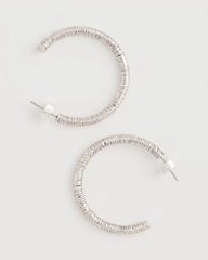Chico's | Silvertone Textured Hoop Earrings/ Silver