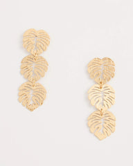 Chico's | Palm Frond Linear Drop Earrings/ Gold