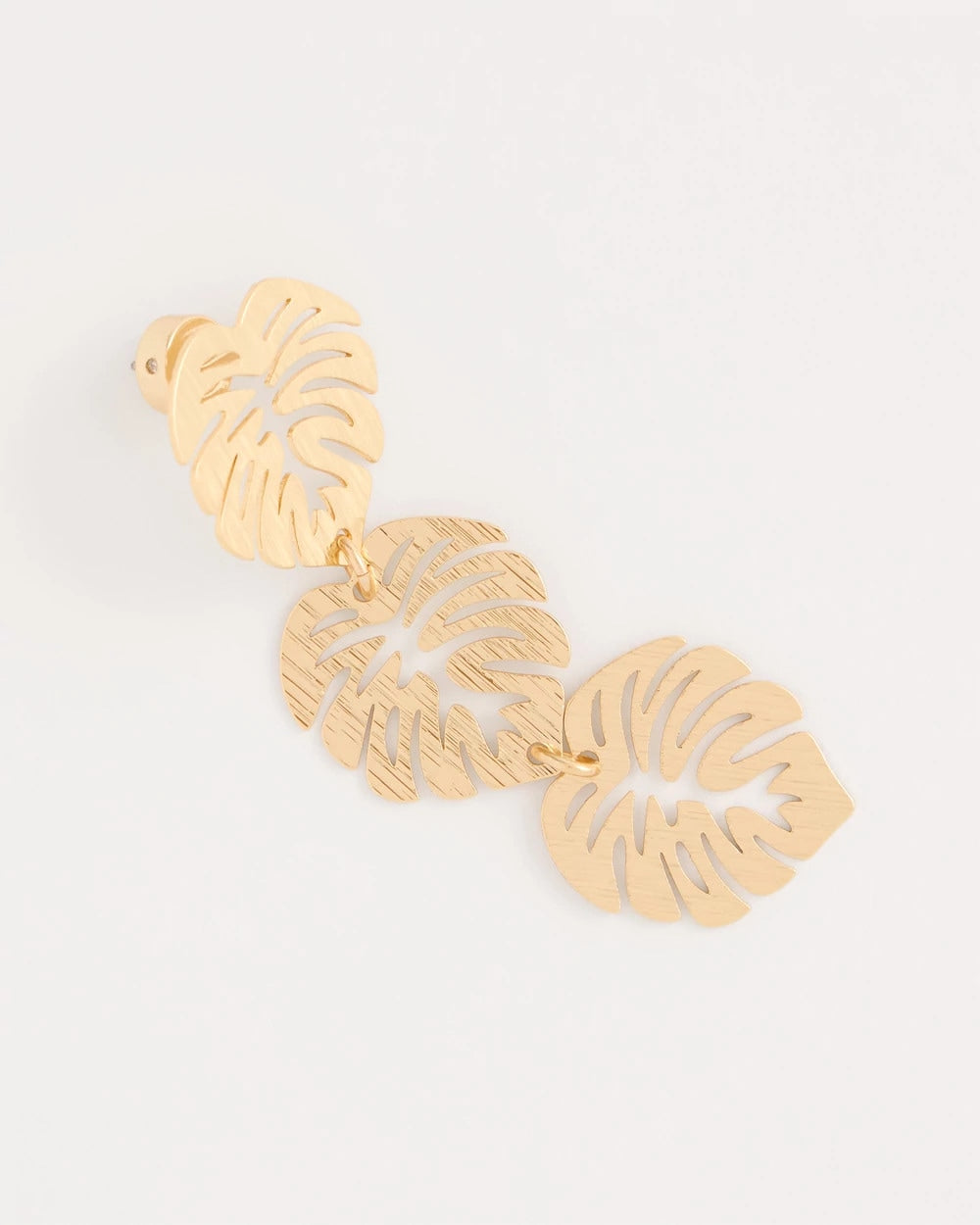 Chico's | Palm Frond Linear Drop Earrings/ Gold