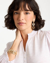 Chico's | Palm Frond Linear Drop Earrings/ Gold
