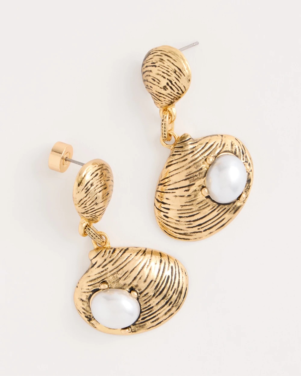Chico's | Golden Shell Drop Earrings/ Gold