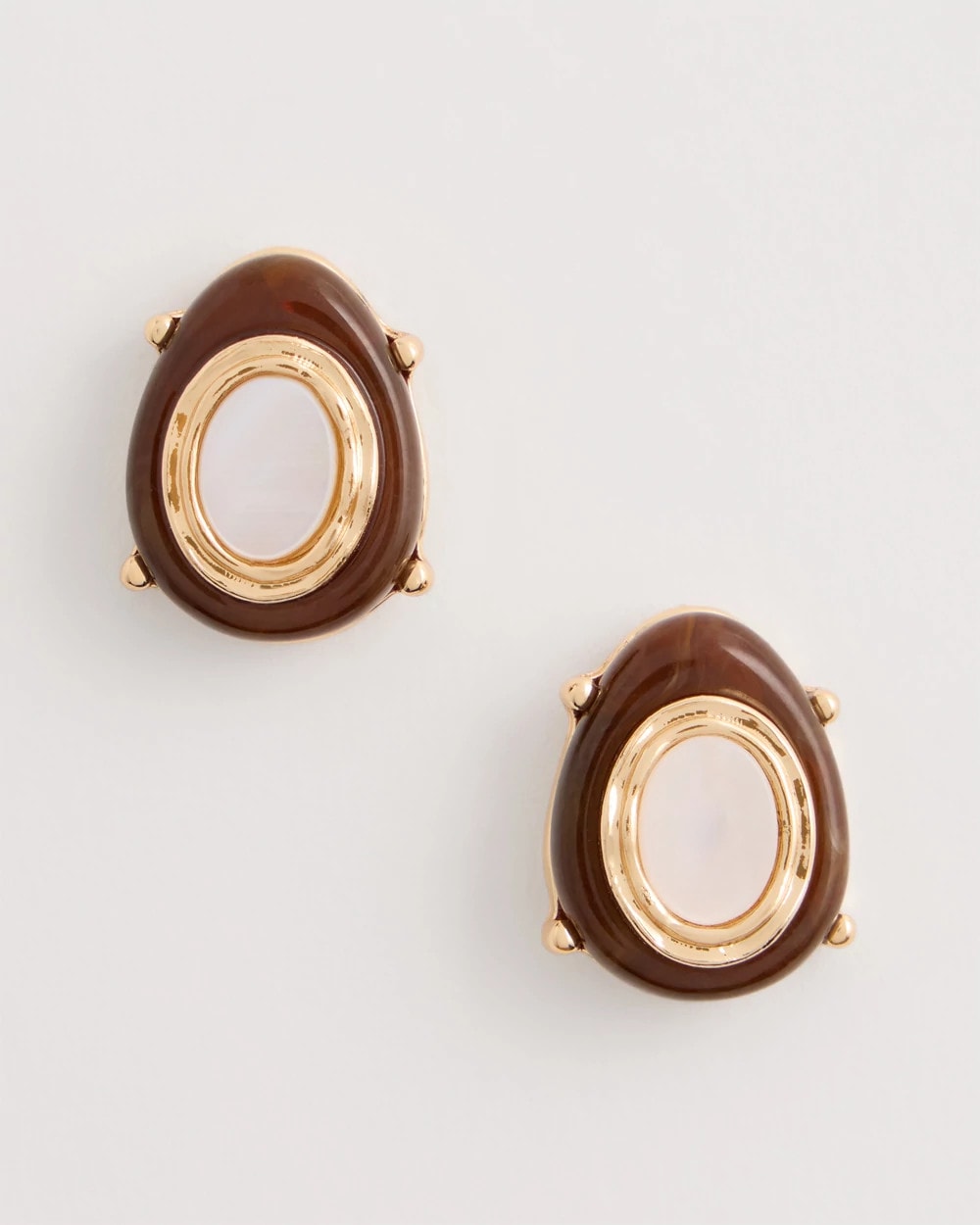 Chico's | Genuine River Shell Stud Earrings/ Brown