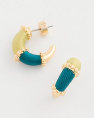 Chico's | Goldtone Two-Tone Threaded Hoop Earrings/ Green