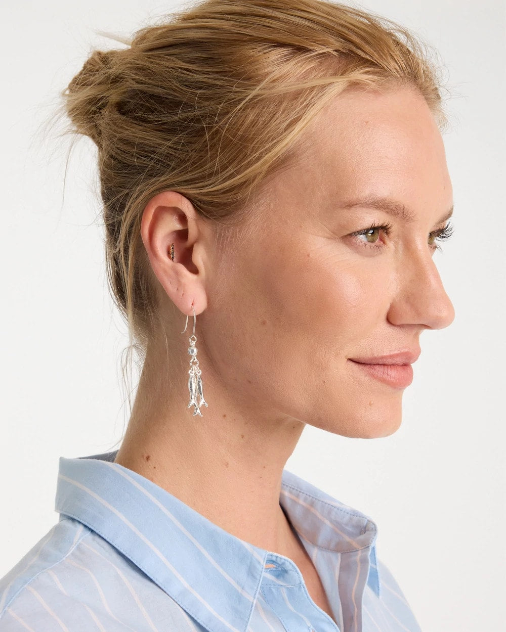 Chico's | Silvertone Fish Cluster Earrings/ Silver