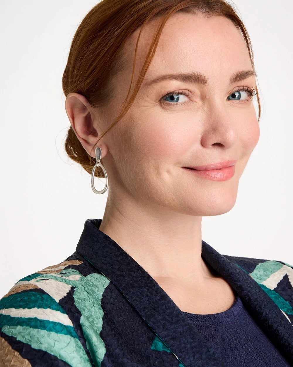Chico's | Silvertone Open Circle Drop Earrings/ Silver