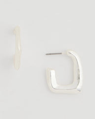 Chico's | Mini Silvertone Square Earrings/ Silver