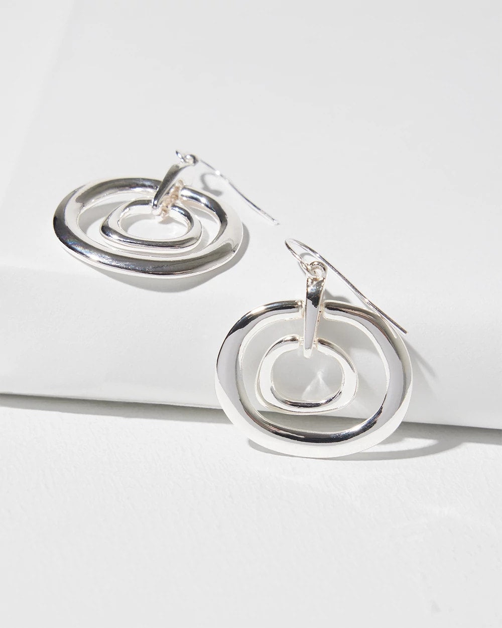 Chico's | Silver Tone Drop Pendant Earrings/ Silver
