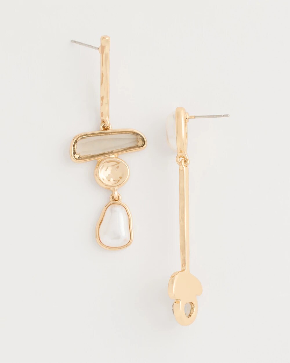 Chico's | Asymmetrical Pearlescent Linear Earrings/ Pearl