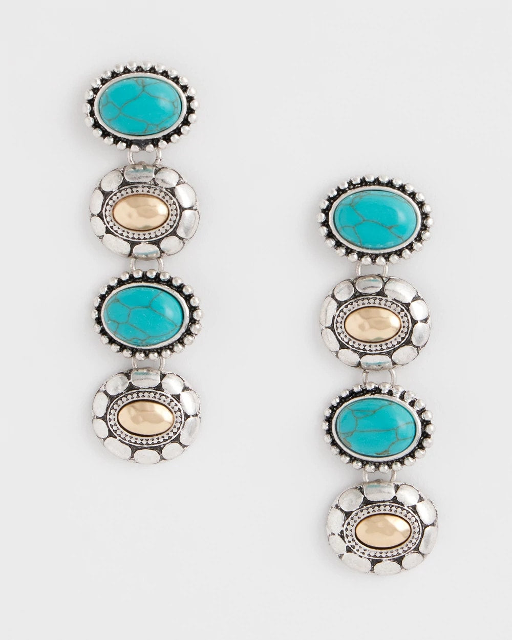 Chico's | Turquoise Mixed Metal Linear Earrings/ Turquoise