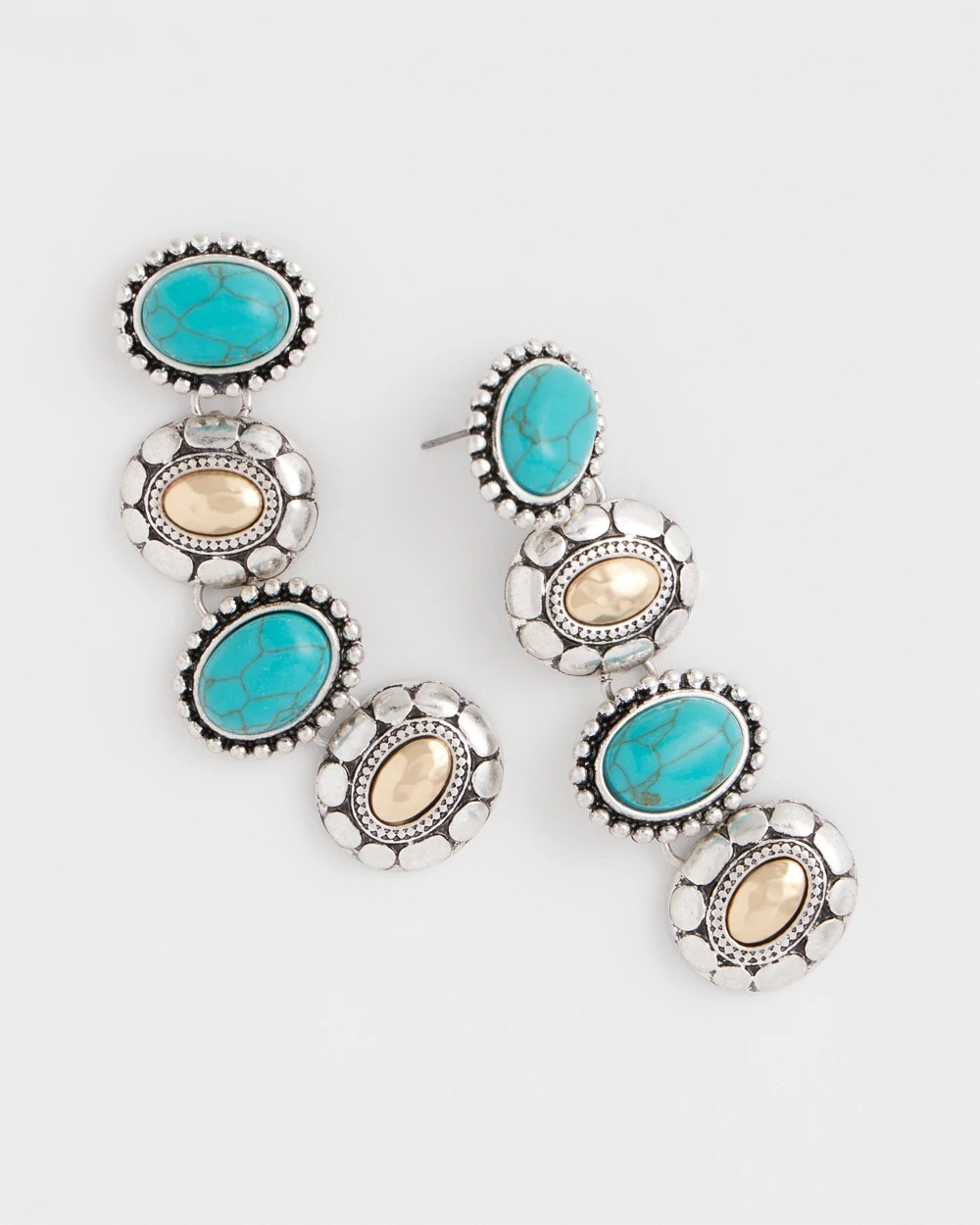 Chico's | Turquoise Mixed Metal Linear Earrings/ Turquoise
