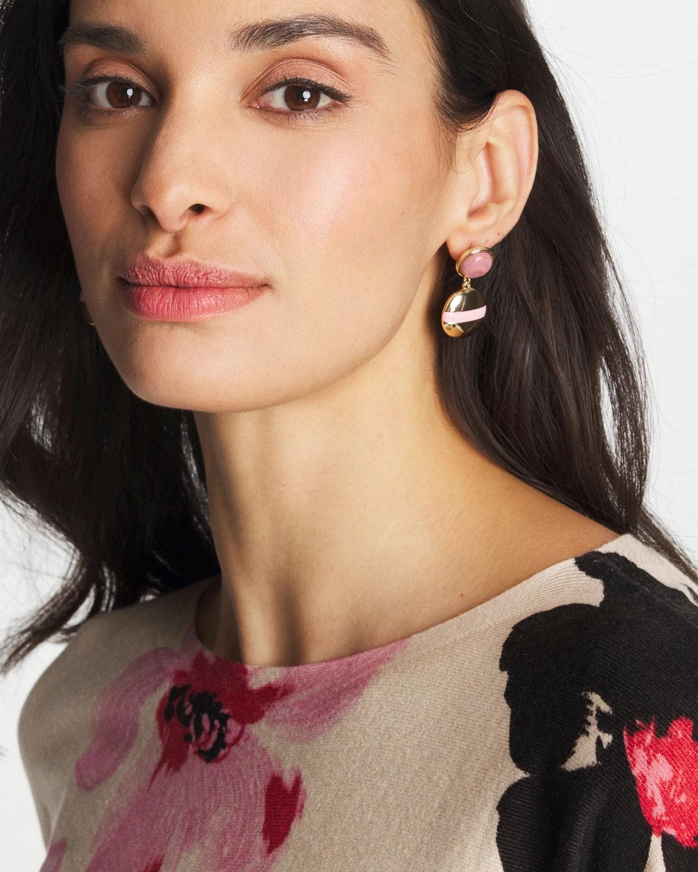 Chico's | Pink Enamel Sphere Drop Earrings/ Pink