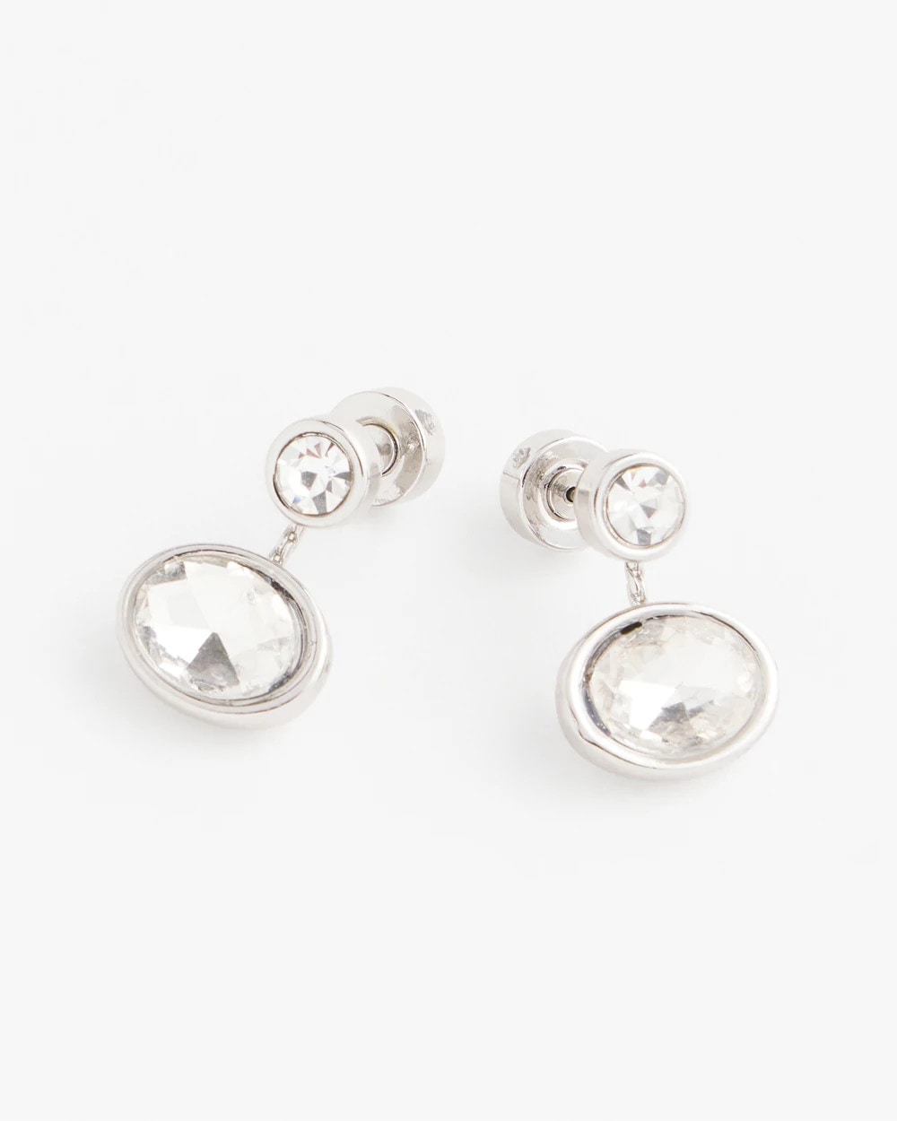 Chico's | Silvertone Bezel Stud Earrings/ Silver