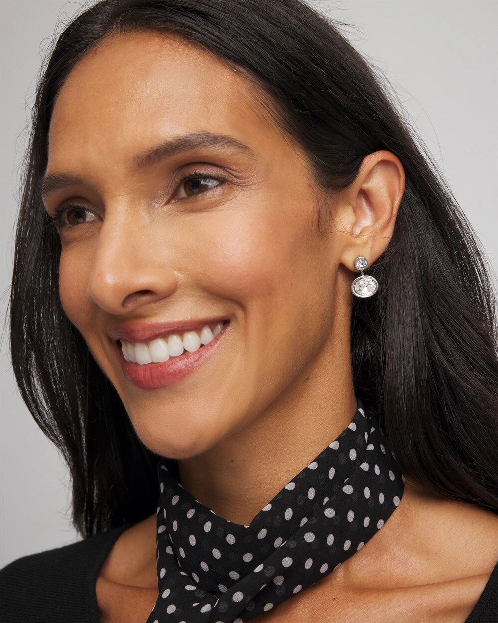 Chico's | Silvertone Bezel Stud Earrings/ Silver