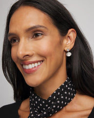 Chico's | Silvertone Bezel Stud Earrings/ Silver