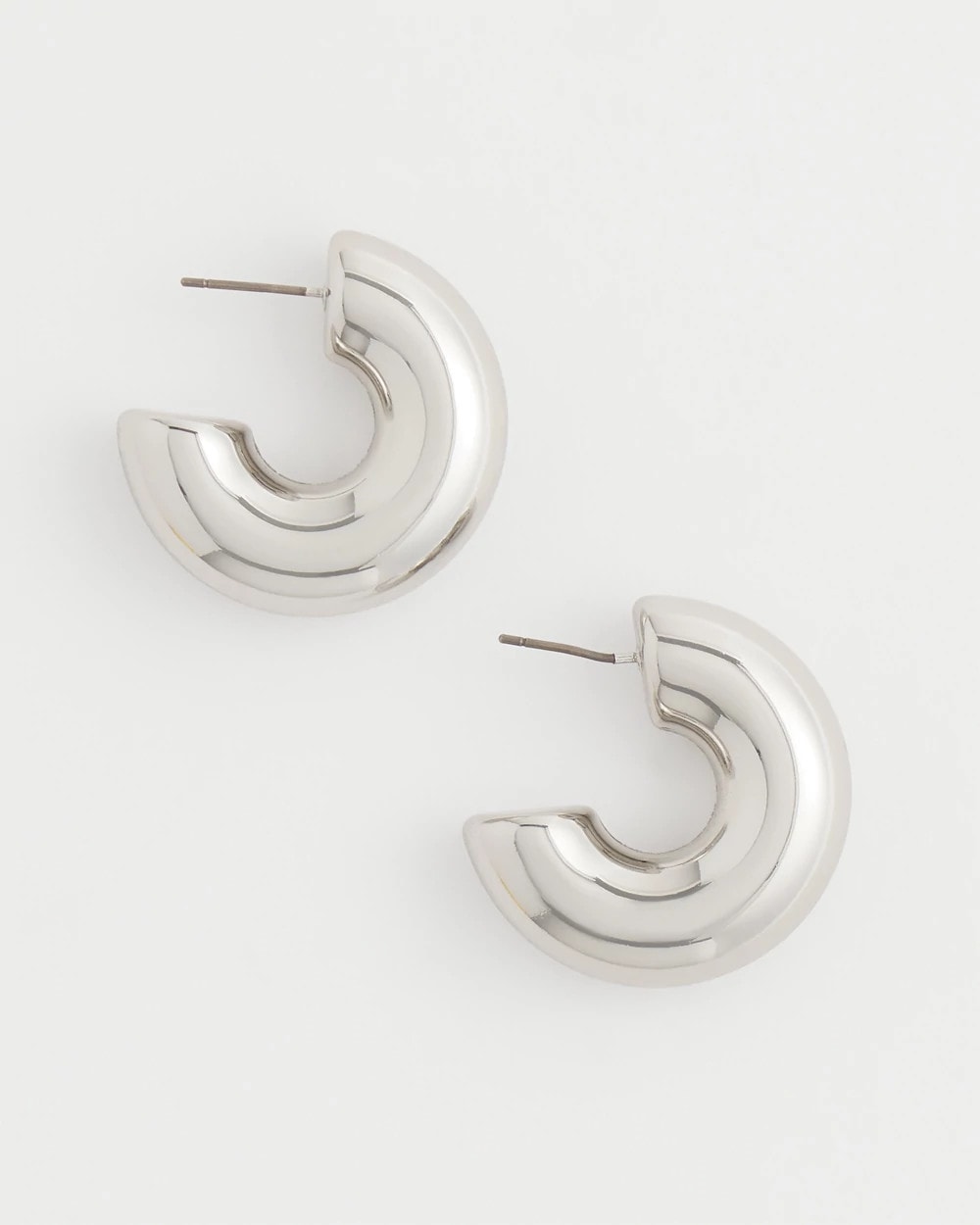 Chico's | Silver Puff Hoop Earrings/ Silver