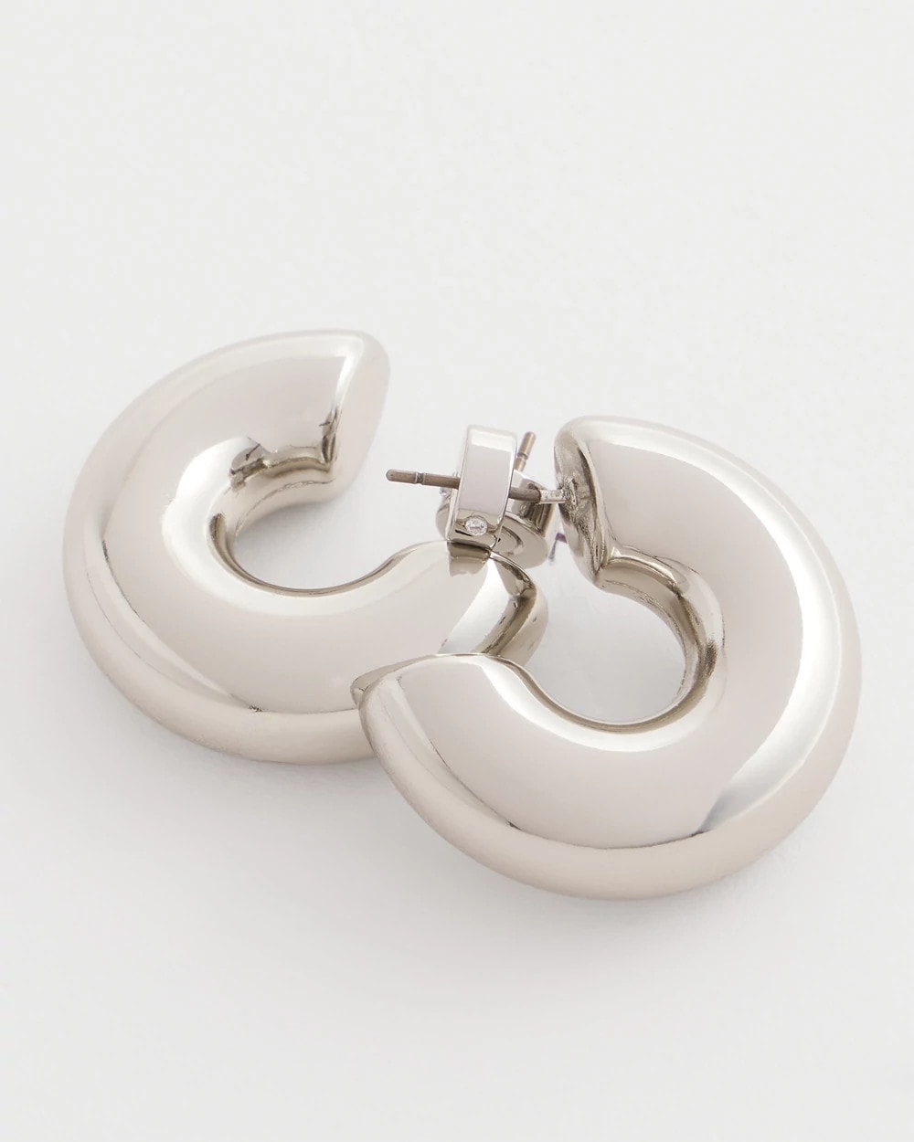 Chico's | Silver Puff Hoop Earrings/ Silver