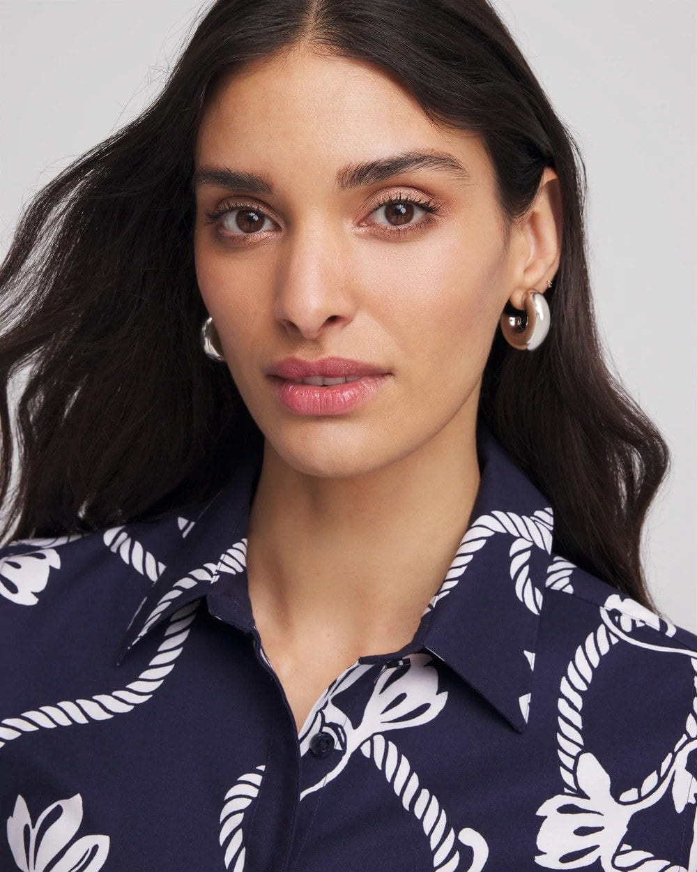 Chico's | Silver Puff Hoop Earrings/ Silver