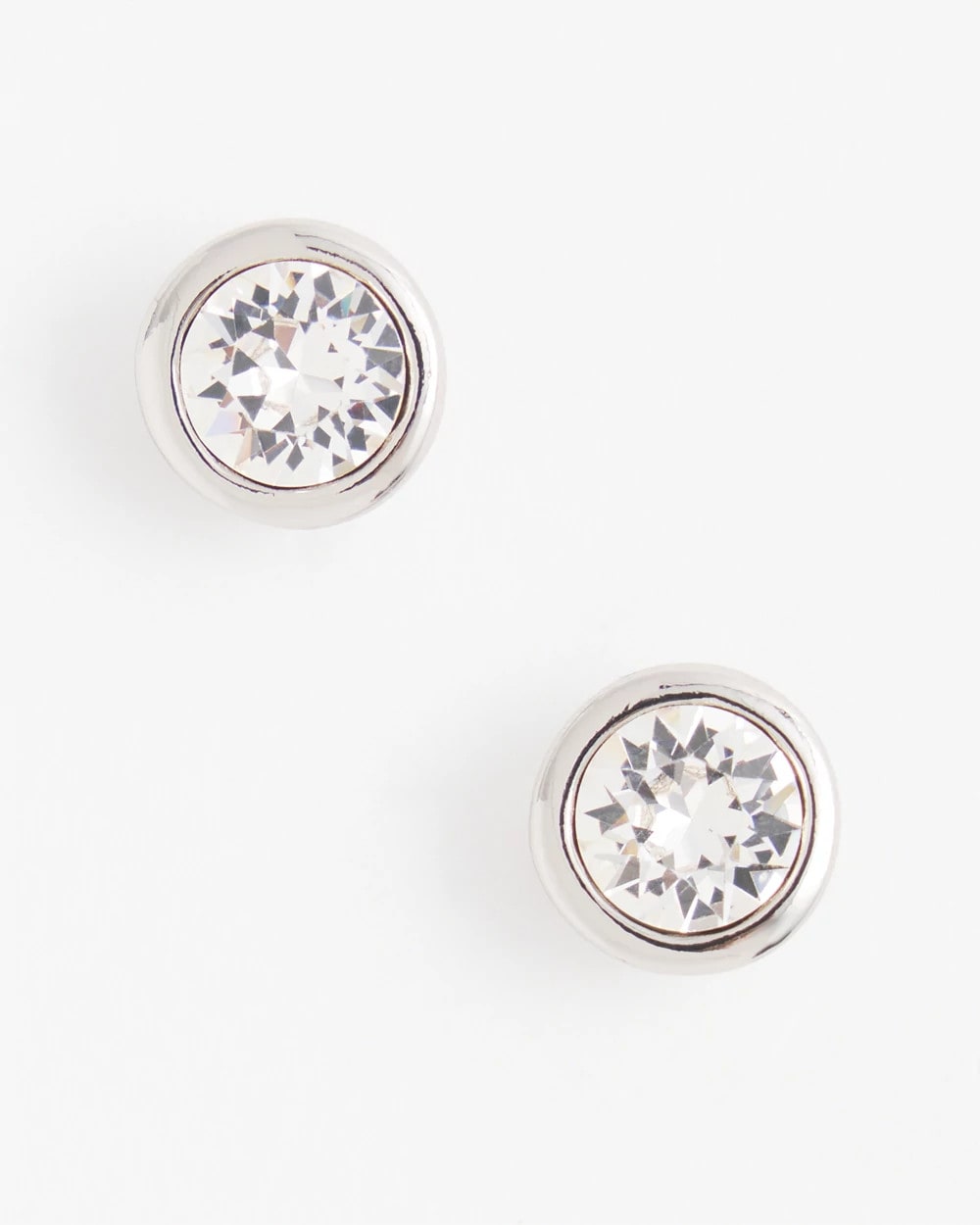Chico's | Silver Tone Crystal Stud Earrings/ Silver