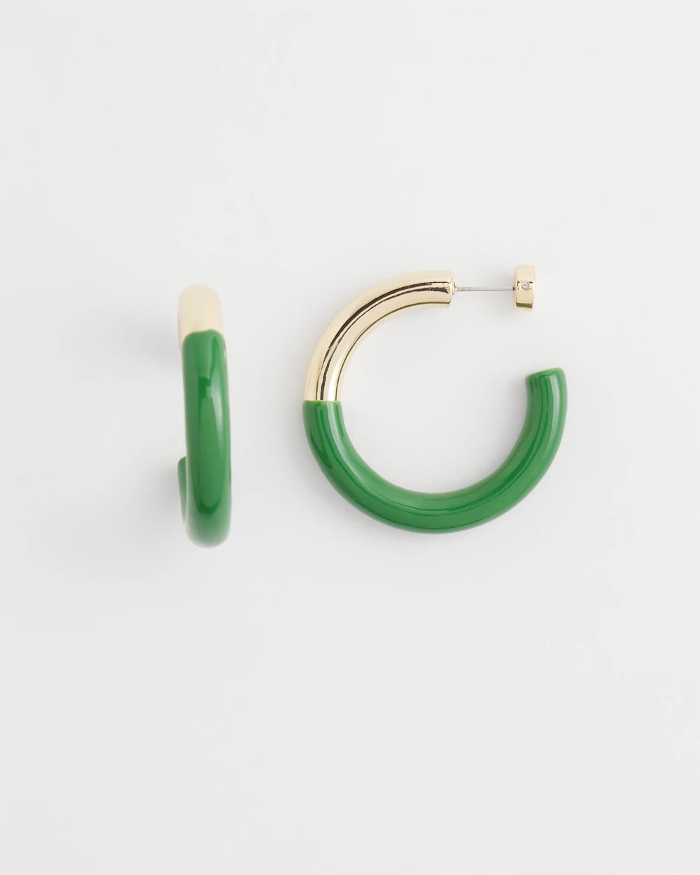 Chico's | No Droop™ Green Dipped Hoops/ Verdant Green