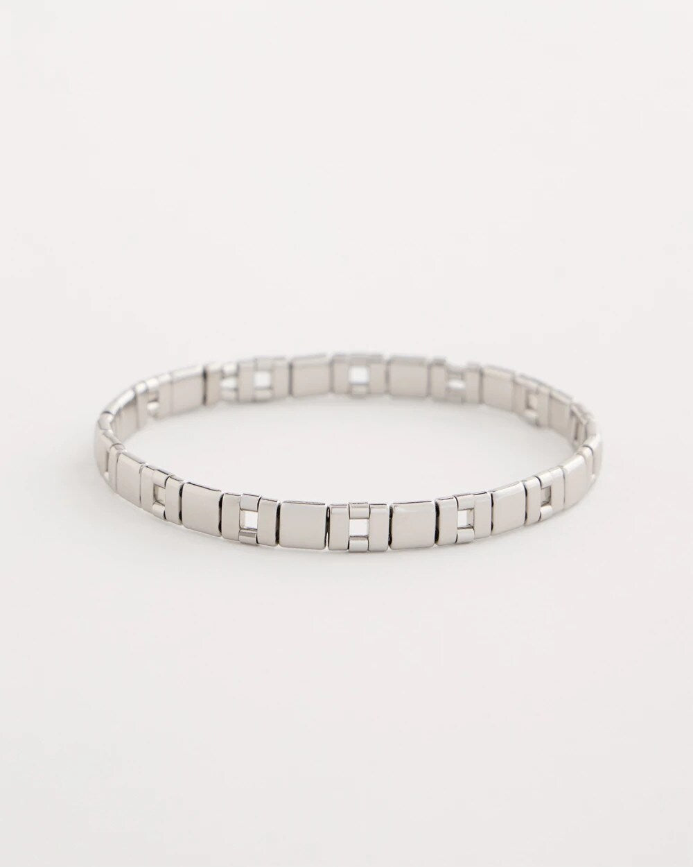 Chico's | Glam Silvertone Slice Stretch Bracelet/ Silver