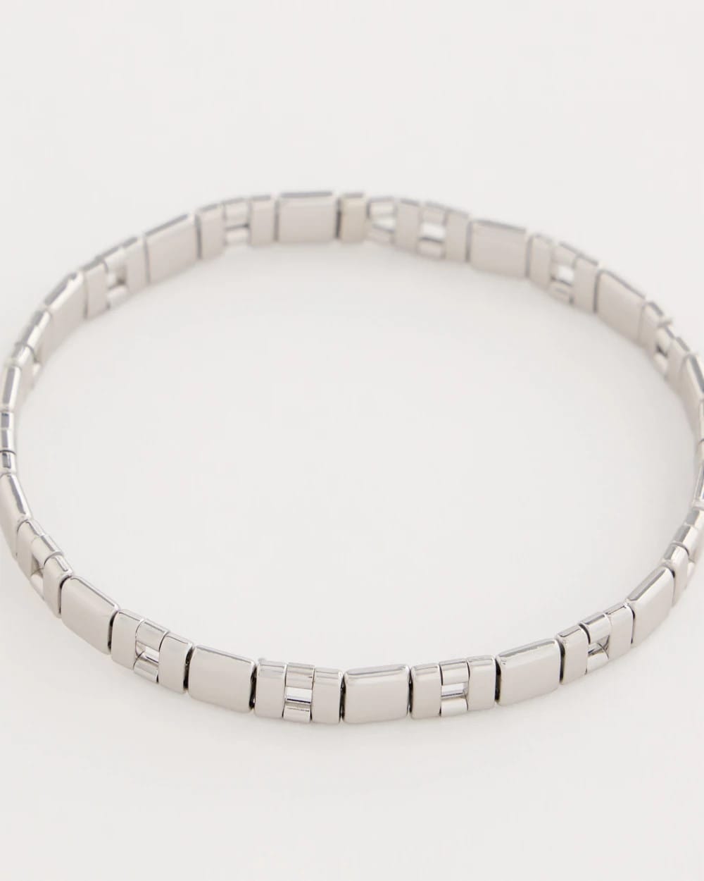 Chico's | Glam Silvertone Slice Stretch Bracelet/ Silver