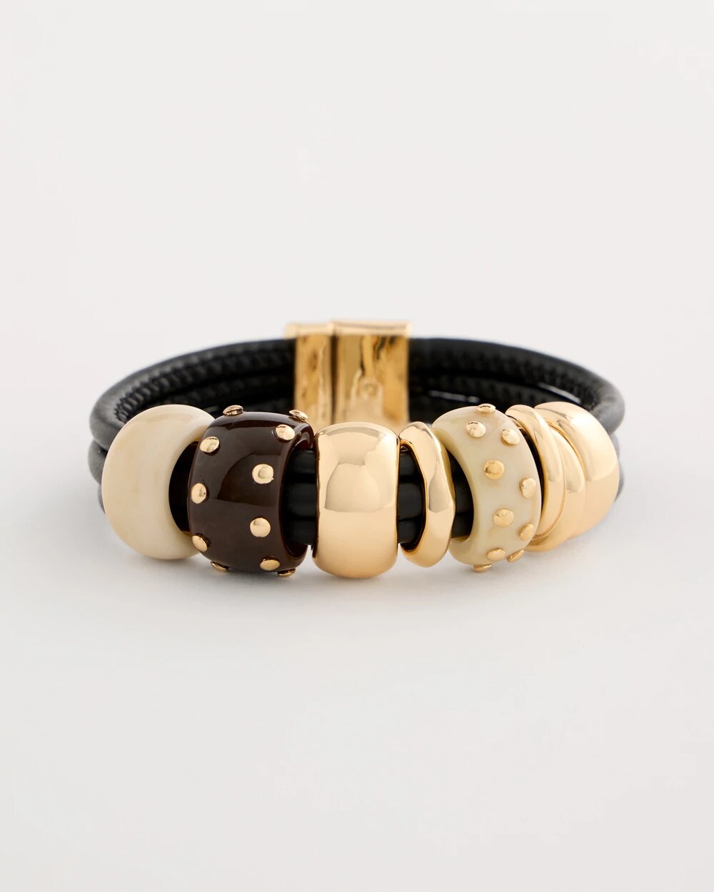 Chico's | Embellished Rings Corded Bracelet/ Neutral