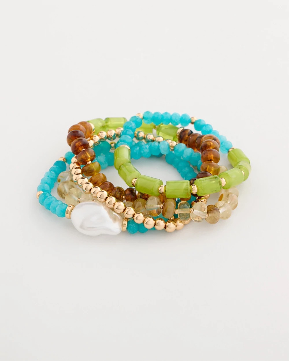 Chico's | Multi-Colored Stretch Set of Five Beaded Bracelets/ Multi