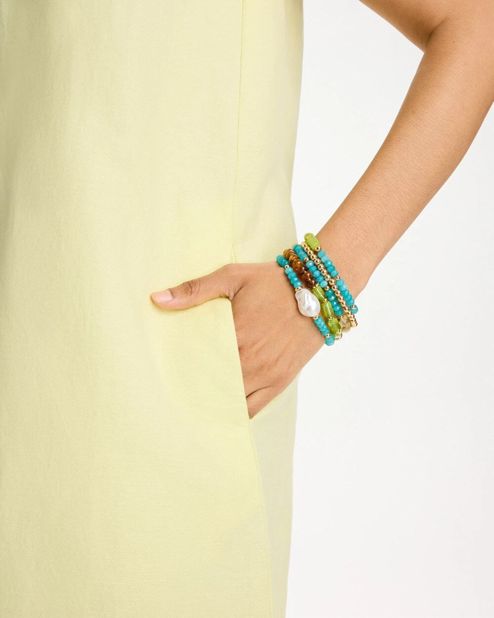 Chico's | Multi-Colored Stretch Set of Five Beaded Bracelets/ Multi