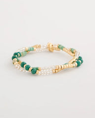 Chico's | Genuine Howlite Beaded Stretch Bracelet/ Green