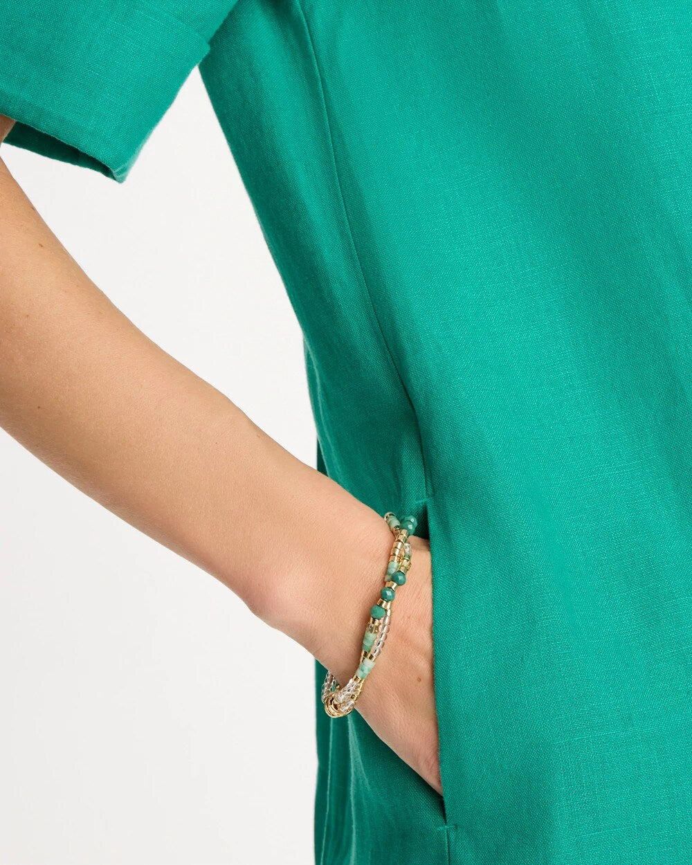 Chico's | Genuine Howlite Beaded Stretch Bracelet/ Green