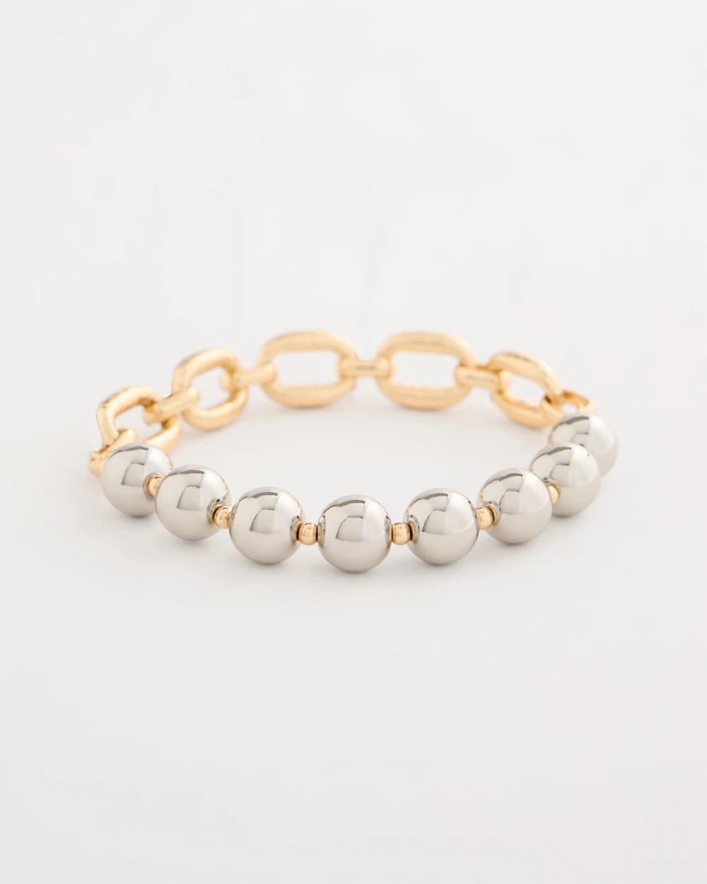 Chico's | Mixed Metal Chain Bead Stretch Bracelet/ Mixed Metals
