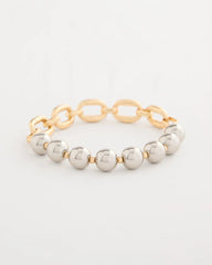 Chico's | Mixed Metal Chain Bead Stretch Bracelet/ Mixed Metals