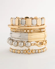 Chico's | Mixed Metal Chain Bead Stretch Bracelet/ Mixed Metals