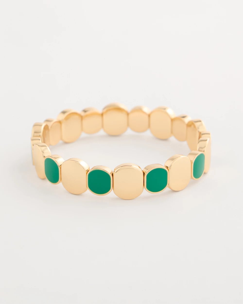 Chico's | Green Goldtone Glam Stretch Bracelet/ Green