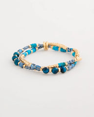 Chico's | Genuine Teal Tiger's Eye Stretch Bracelet/ Teal