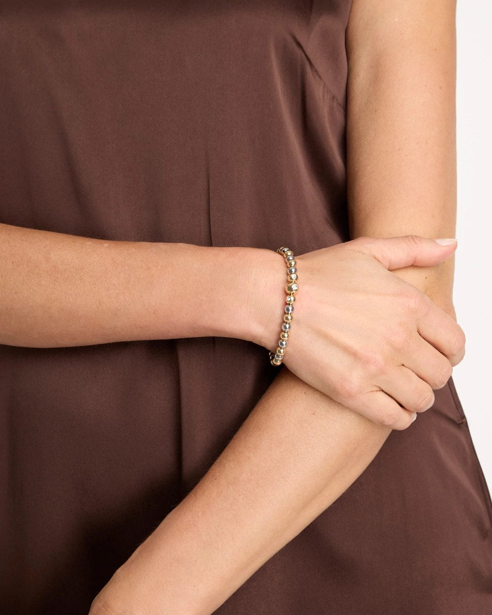 Chico's | Mixed Metal Beaded Stretch Bracelet/ Mixed Metals