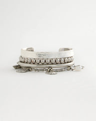 Chico's | Beachy Silvertone Stretch Charm Bracelet/ Silver