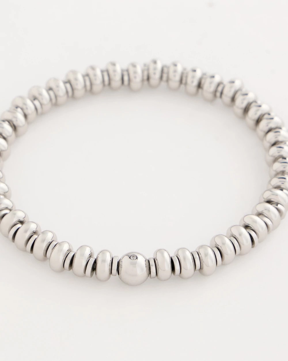Chico's | Silvertone Rounded Stretch Bracelet/ Silver