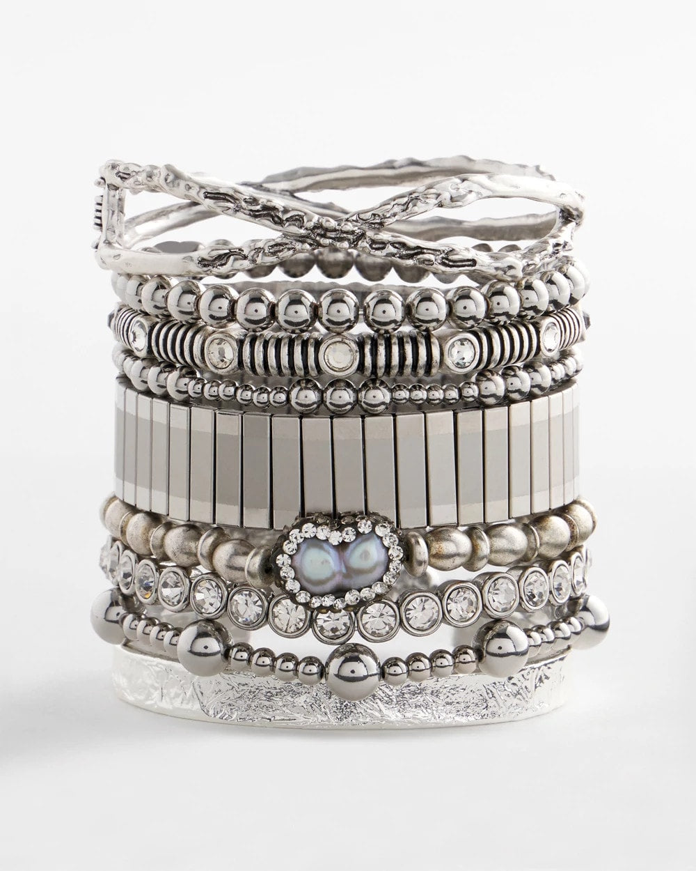 Chico's | Silvertone Flexible Cuff Bracelet/ Silver