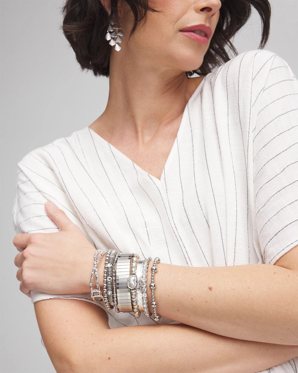 Chico's | Silvertone Flexible Cuff Bracelet/ Silver