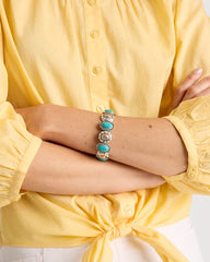 Chico's | Turquoise Mixed Metal Stretch Bracelet/ Turquoise